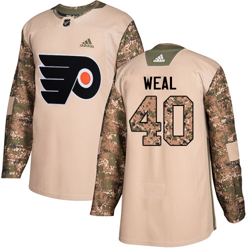 Adidas Flyers #40 Jordan Weal Camo Authentic Veterans Day Stitched NHL Jersey - Click Image to Close
